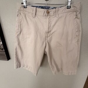 Tommy Bahama Chino Shorts Mens 32 Khaki Tan Flat Front Cotton Blend Stretch